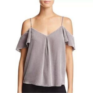 Joie Womens Adorlee G Silk Blend Cold Shoulder Camisole Top Gray Size Medium